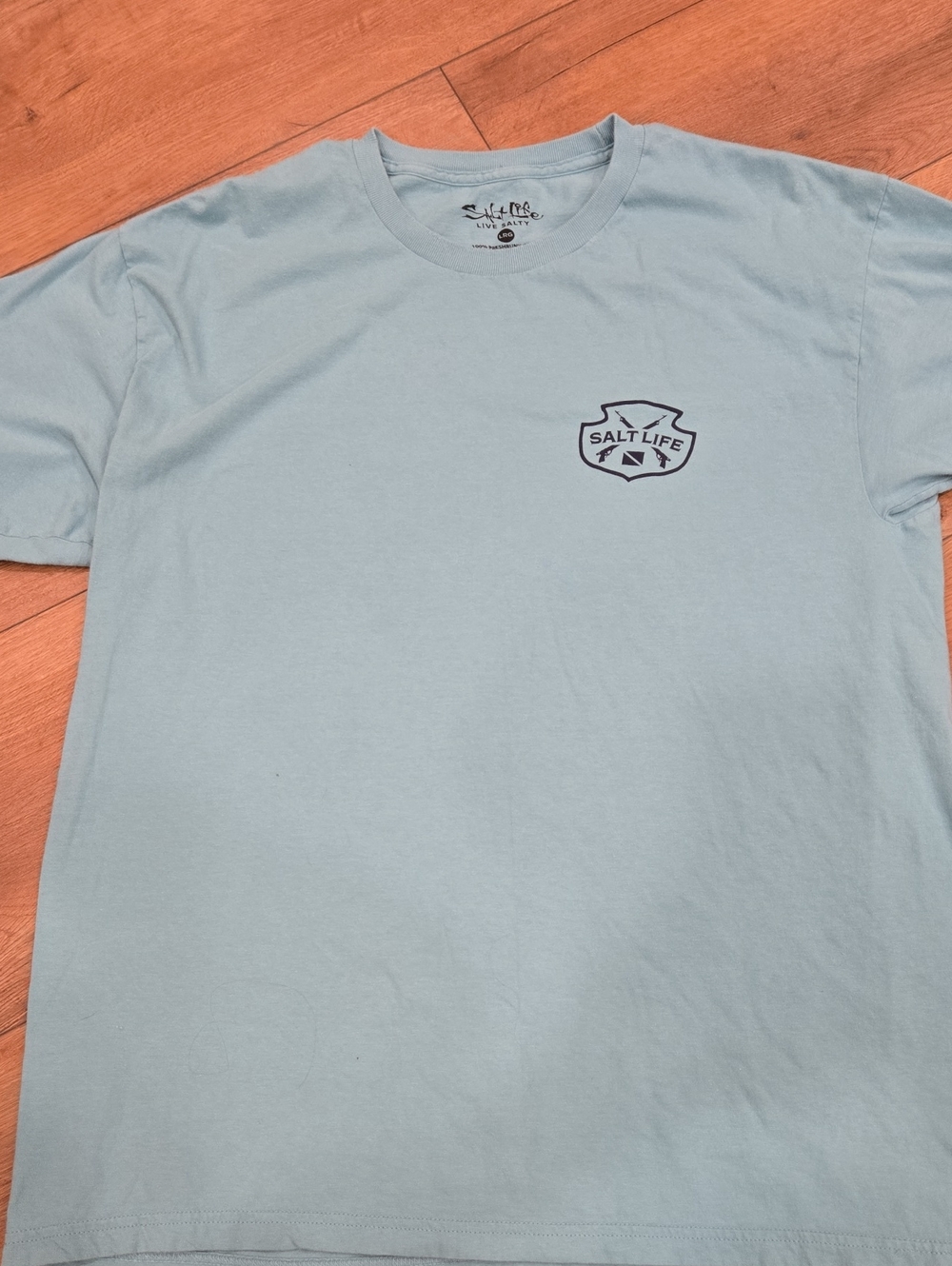 Salt Life Pale Blue Short Sleeve Tee with Chest Shield Logo